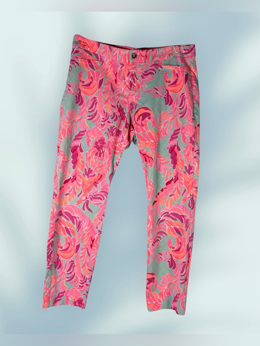 Women’s Lilly Pulitzer Kelly Ankle Pants Poolside Blue Love Birds - Size 14